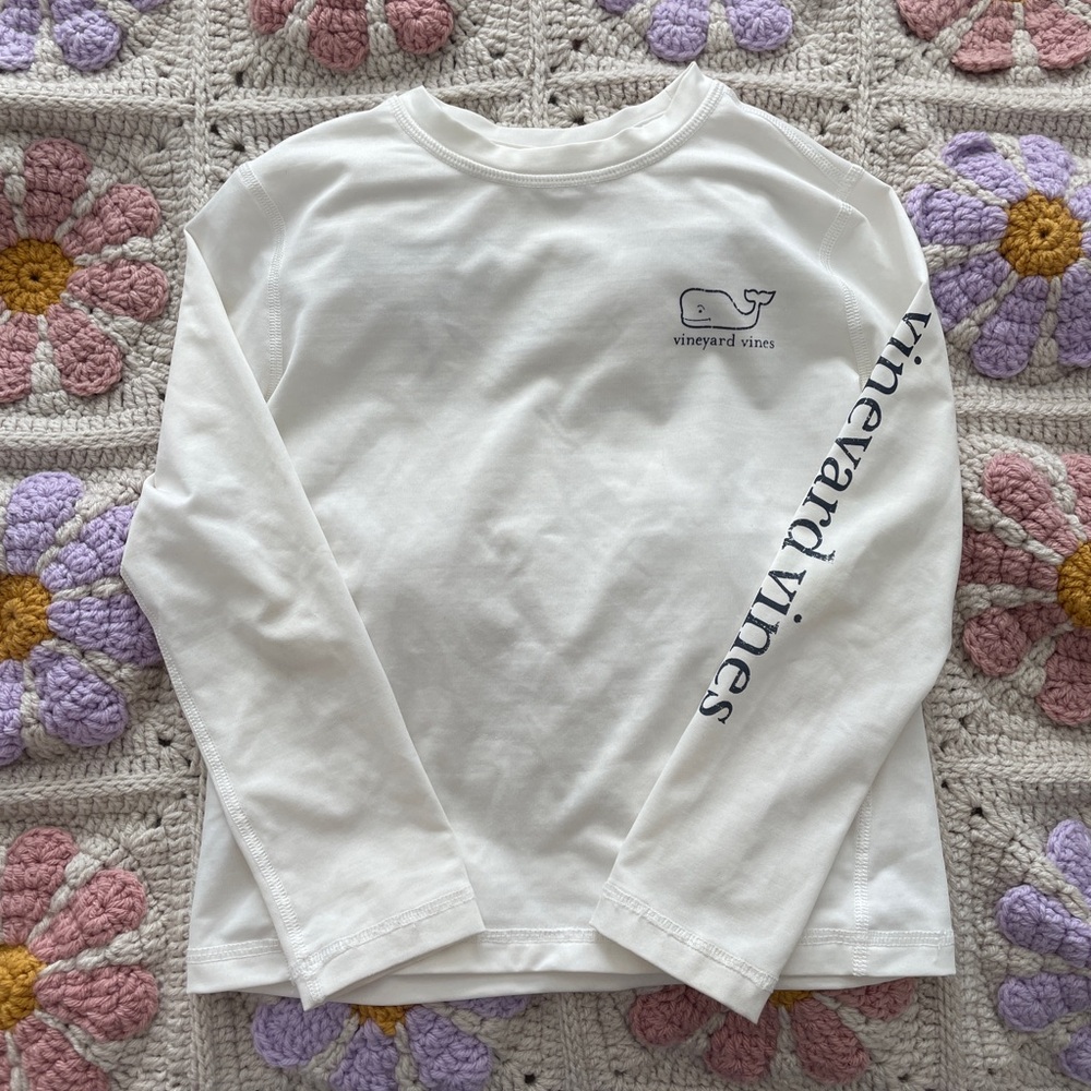 Vineyard Vines Blue and White Long Sleeve Tee